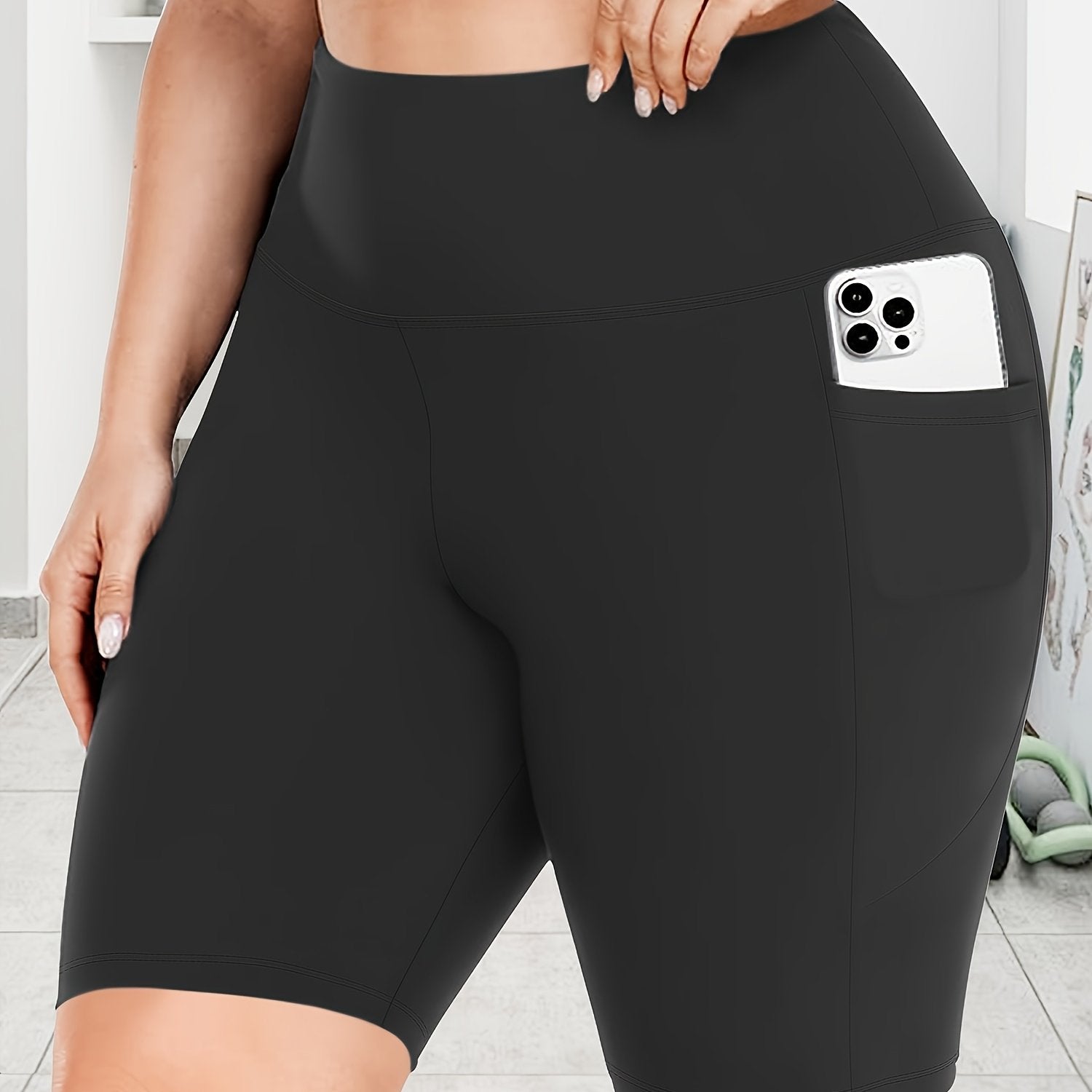 Women's High Waist Crescent Pocket Pants Drainage Style Large Size