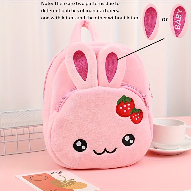 Kids' Plush Animal Backpack Set with Zipper Closure for Ages 3 and Up Bunny Panda Cat