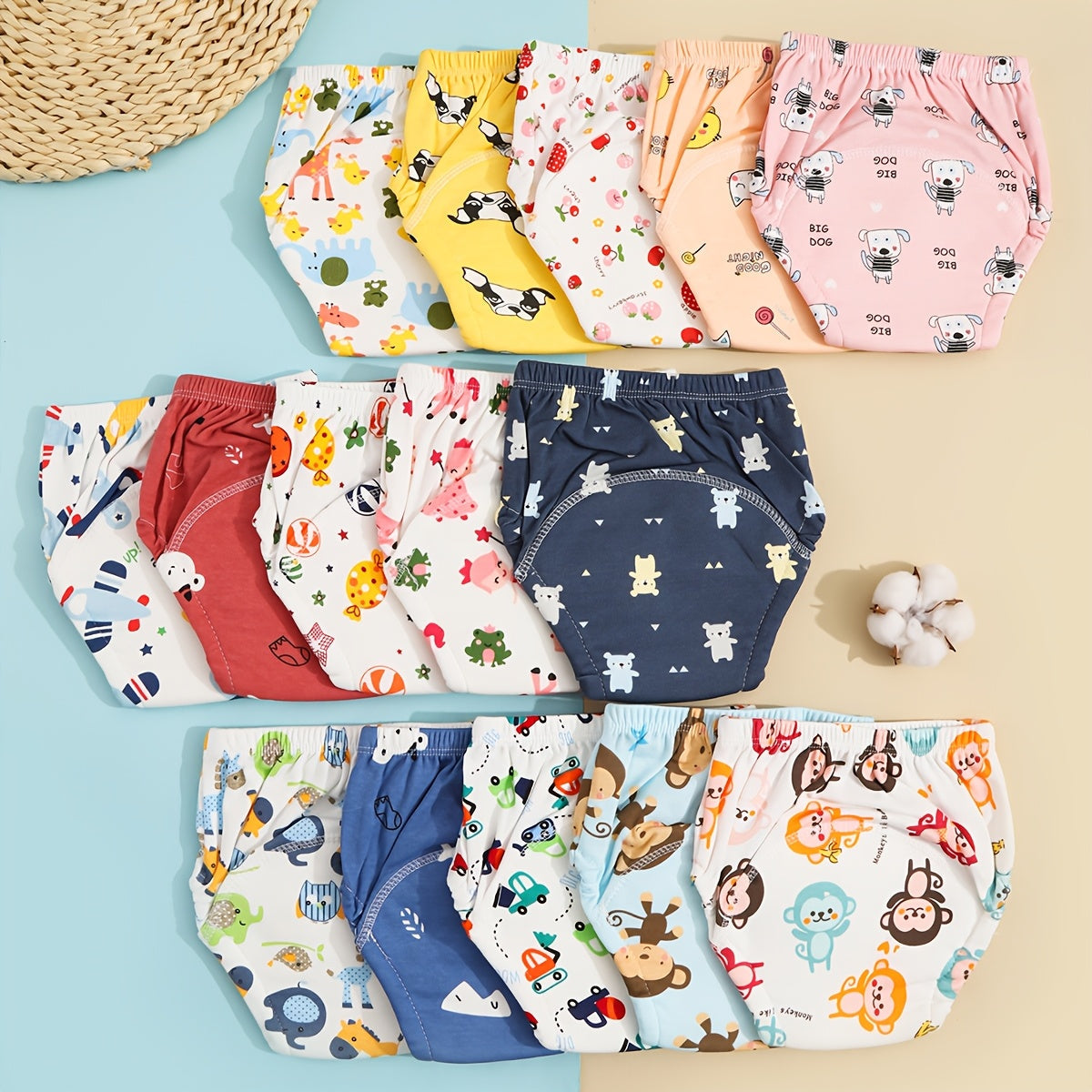 Breathable Cotton Reusable Training Pants for Boys and Girls in Various Colors