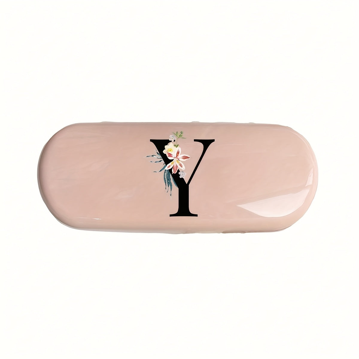 Pink Floral Monogram Glasses Case Waterproof Dustproof Compact Plastic Storage Box for Men and Women