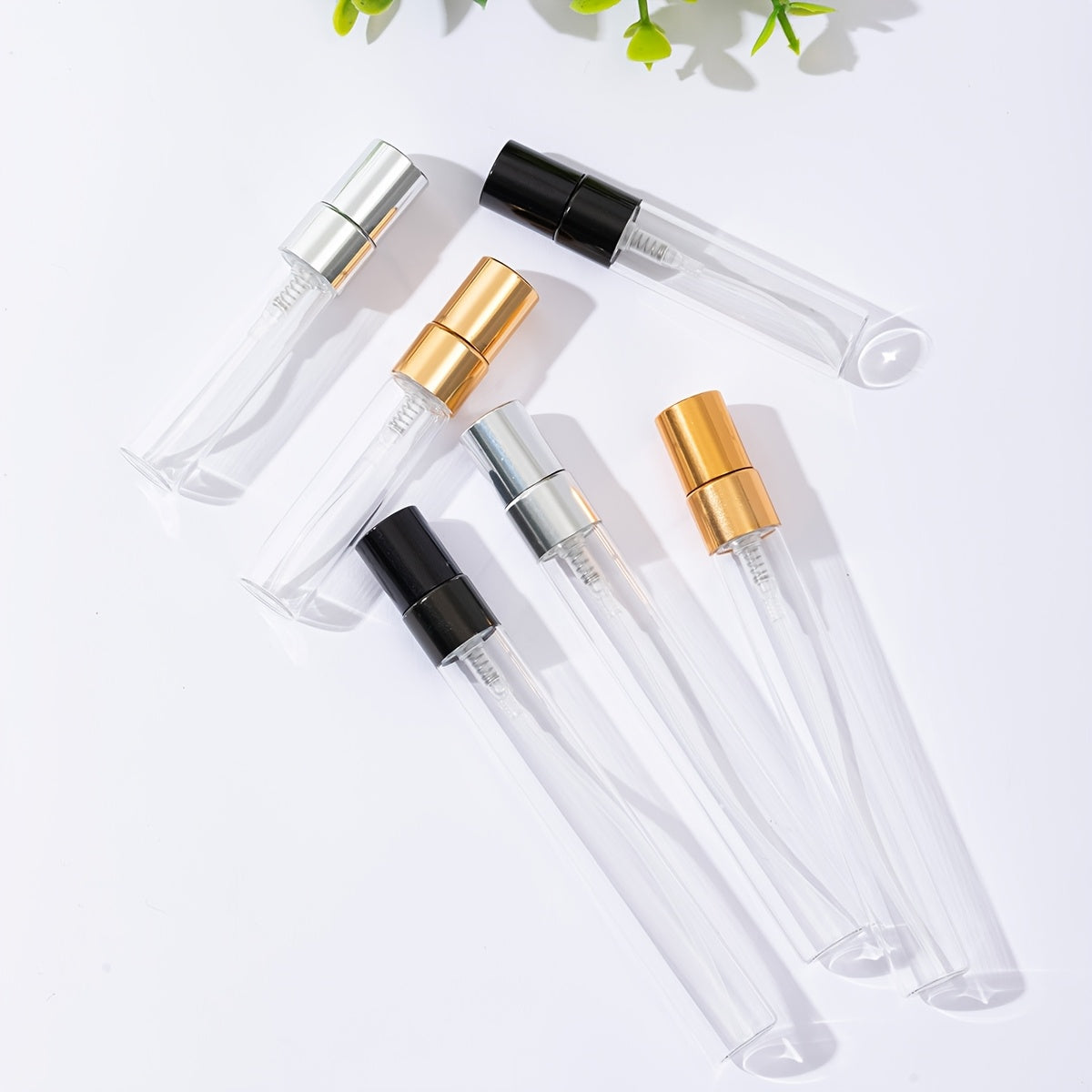 50 Transparent Glass Perfume Bottles with Spray Tops for Decanting 5ml and 10ml