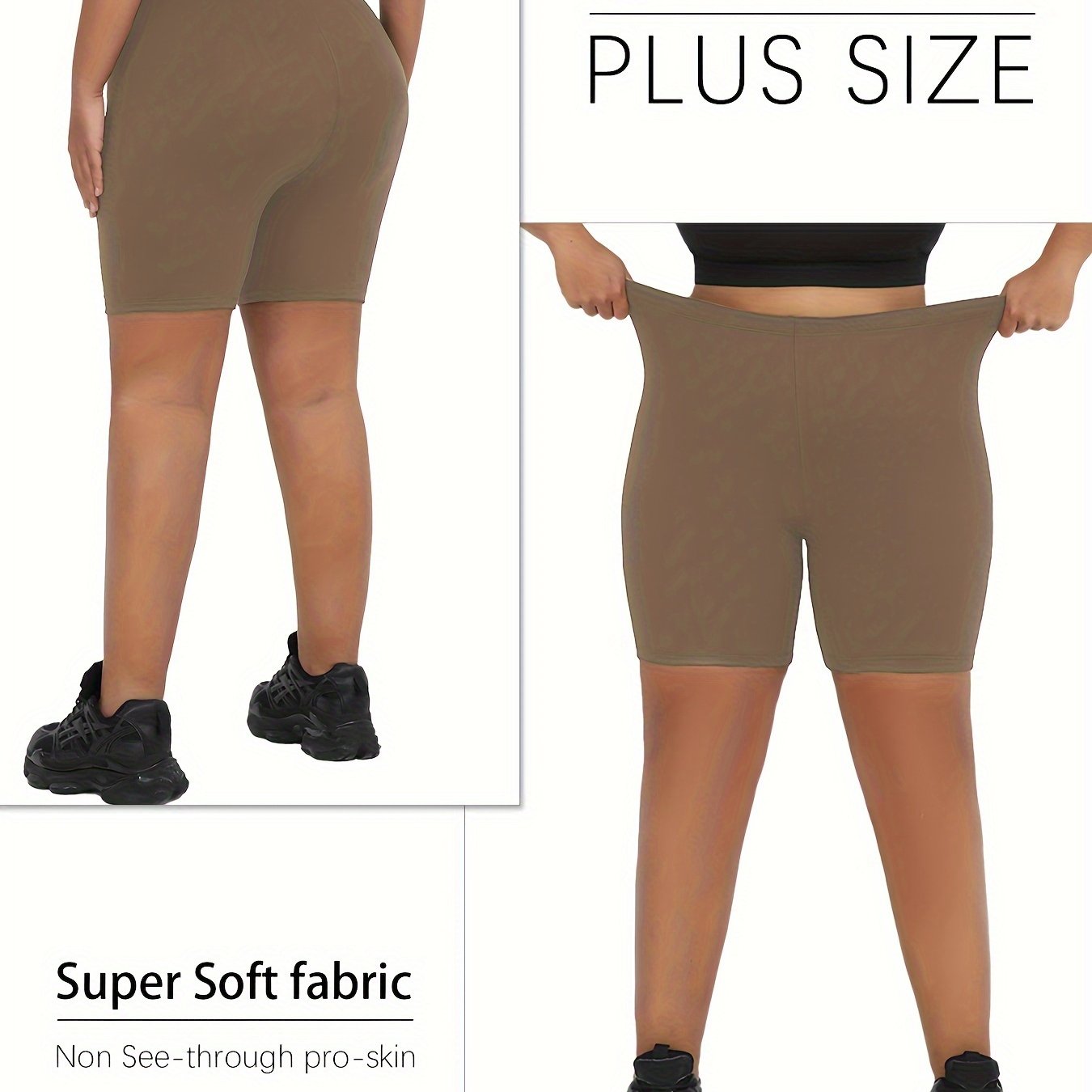 Plus Size Biker Shorts for Women High-Waist Yoga Running Dark Blue