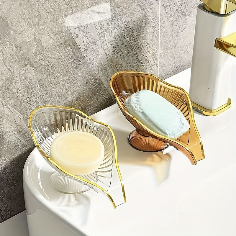 Transparent Soap Dish with Drainage Box for Bathroom Shower Holder