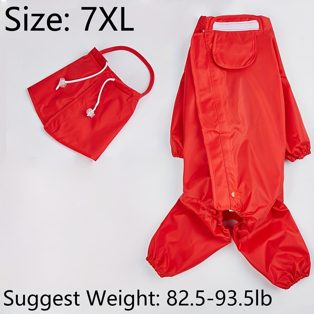Large Red Dog Raincoat Waterproof Woven Polyester for Medium and Small Dogs