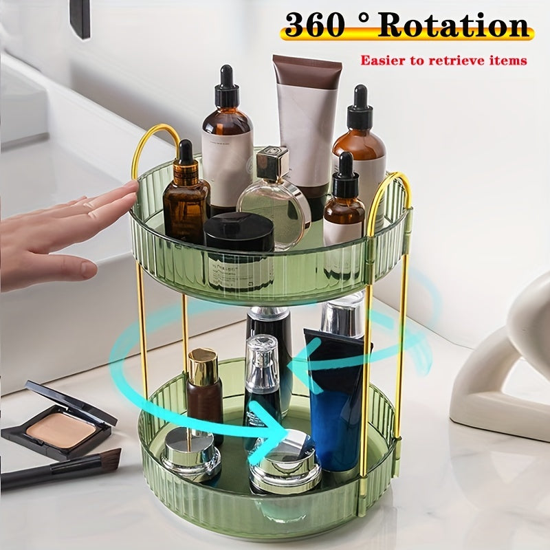 Spacious Rotating Makeup Organizer with Adjustable Carousel for Cosmetics