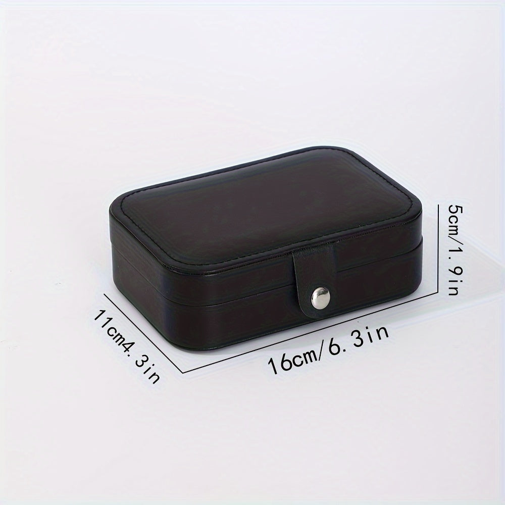 Black Velvet Jewelry Box with Snap Closure and Locking Case for Earrings and Necklaces