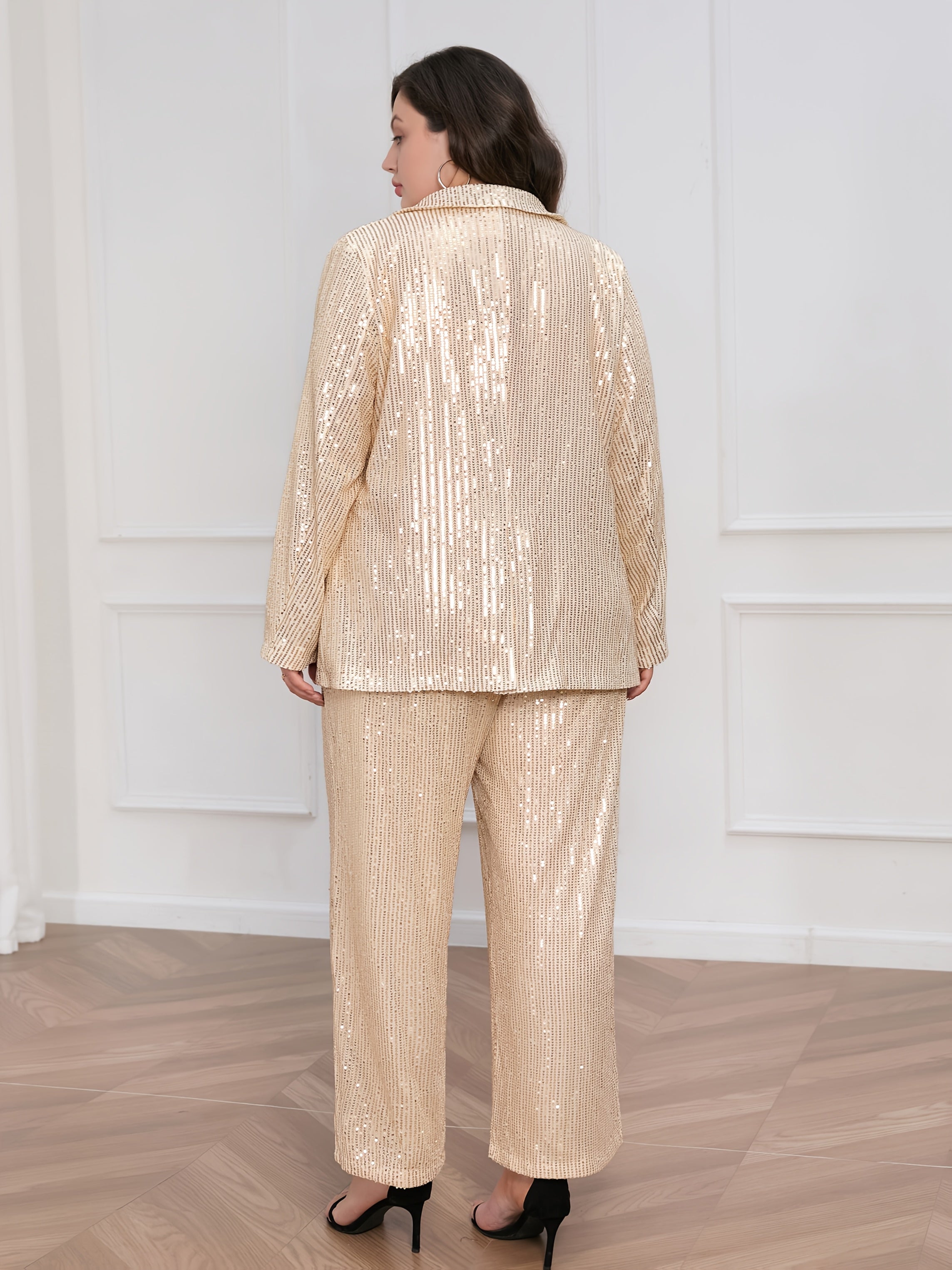 Women's Sequined Long Sleeve Suit Set for Parties and Events