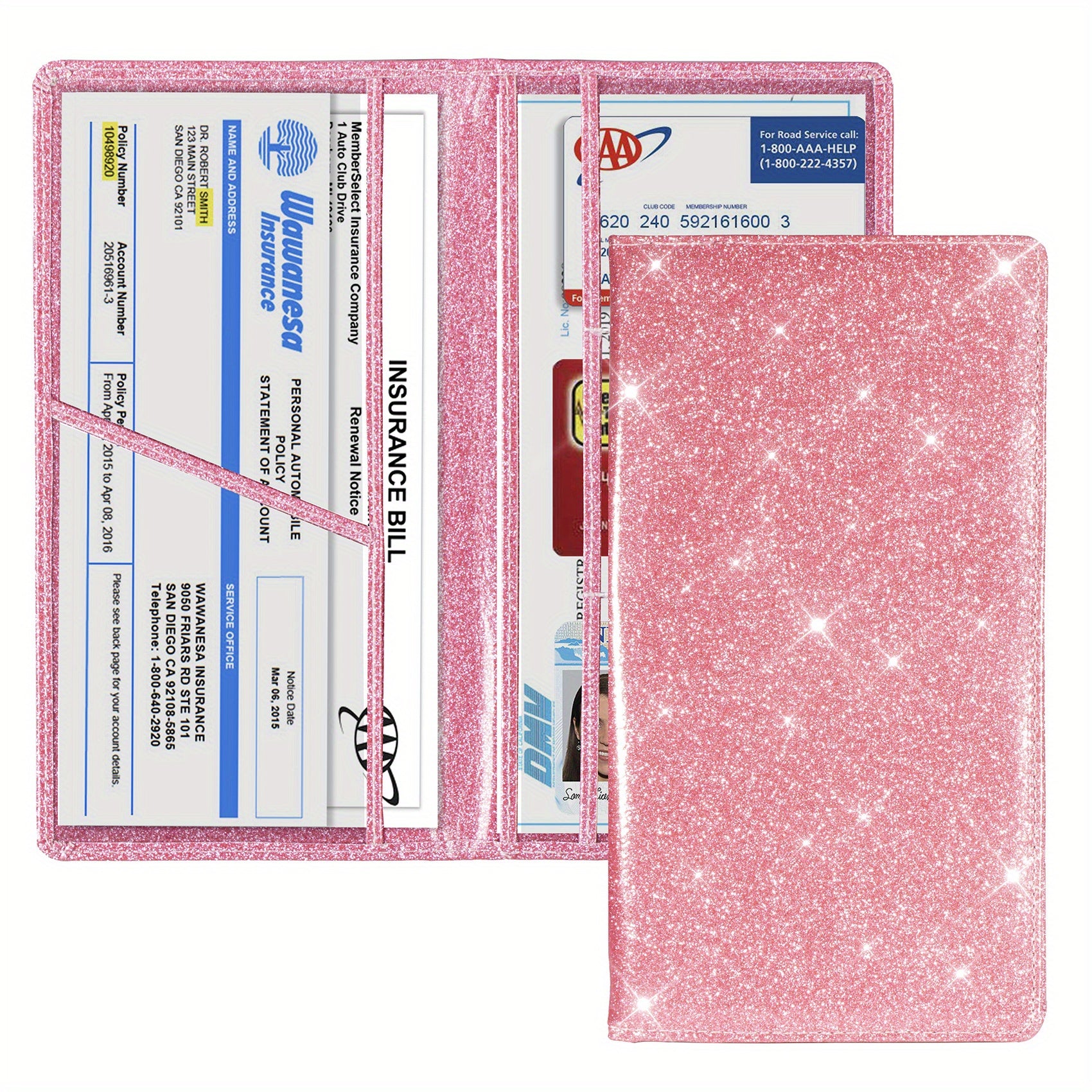 Avtomobil litsenziyasi va sug'urta kartasi tutqichli charmli transport hujjatlarini tashkil etuvchi