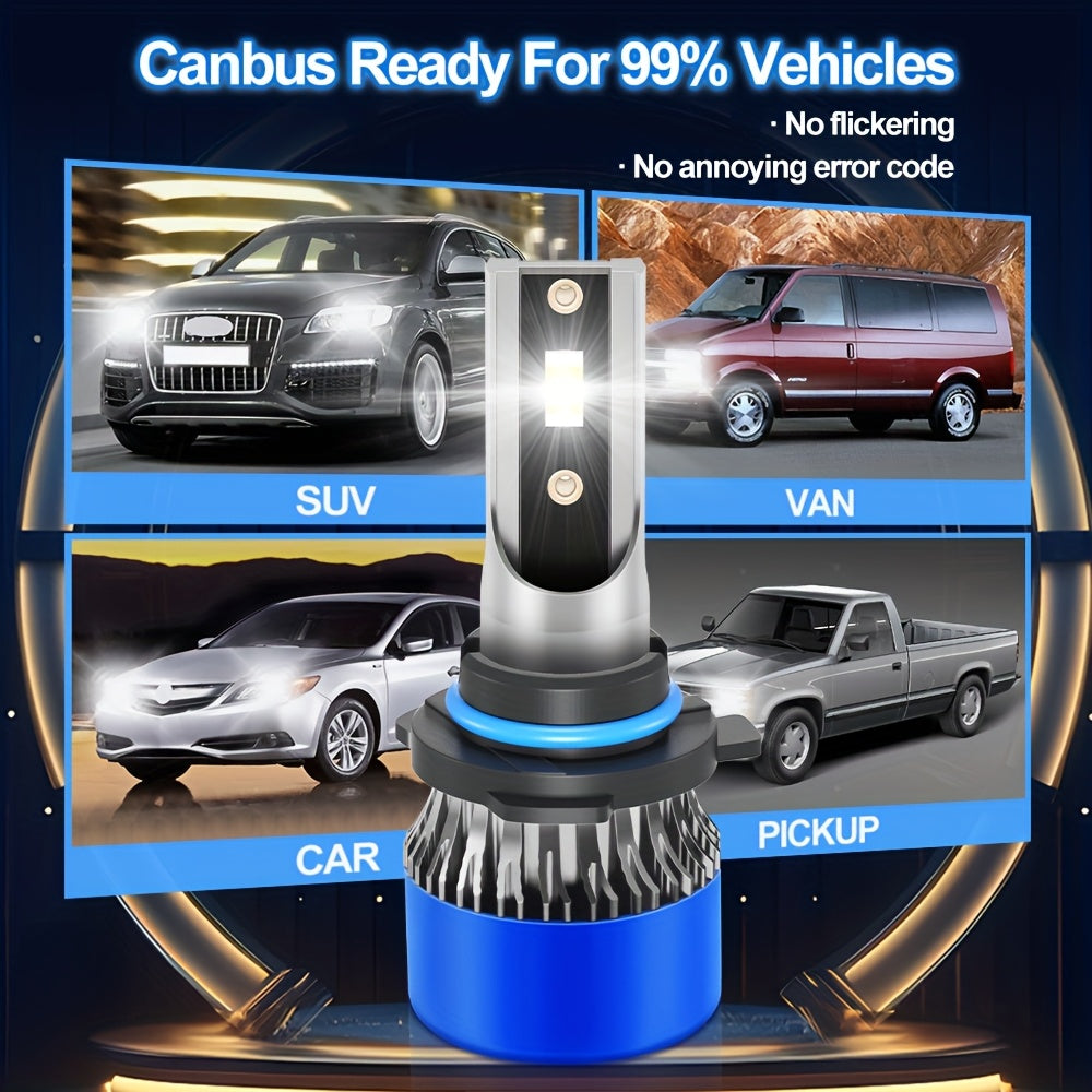 2pcs LED Car Headlights 6000K White 75000LM 200W High Low Beam Fog Lights