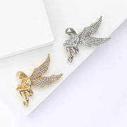 Women's Rhinestone Angel Embossed Alloy Brooch Stylish Lapel Pin