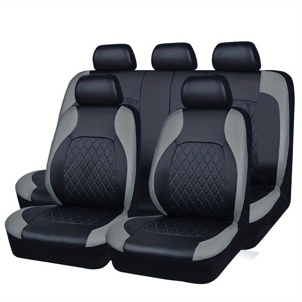 Luxury Quilted PU Leather Car Seat Covers for 5-Seater Vehicles