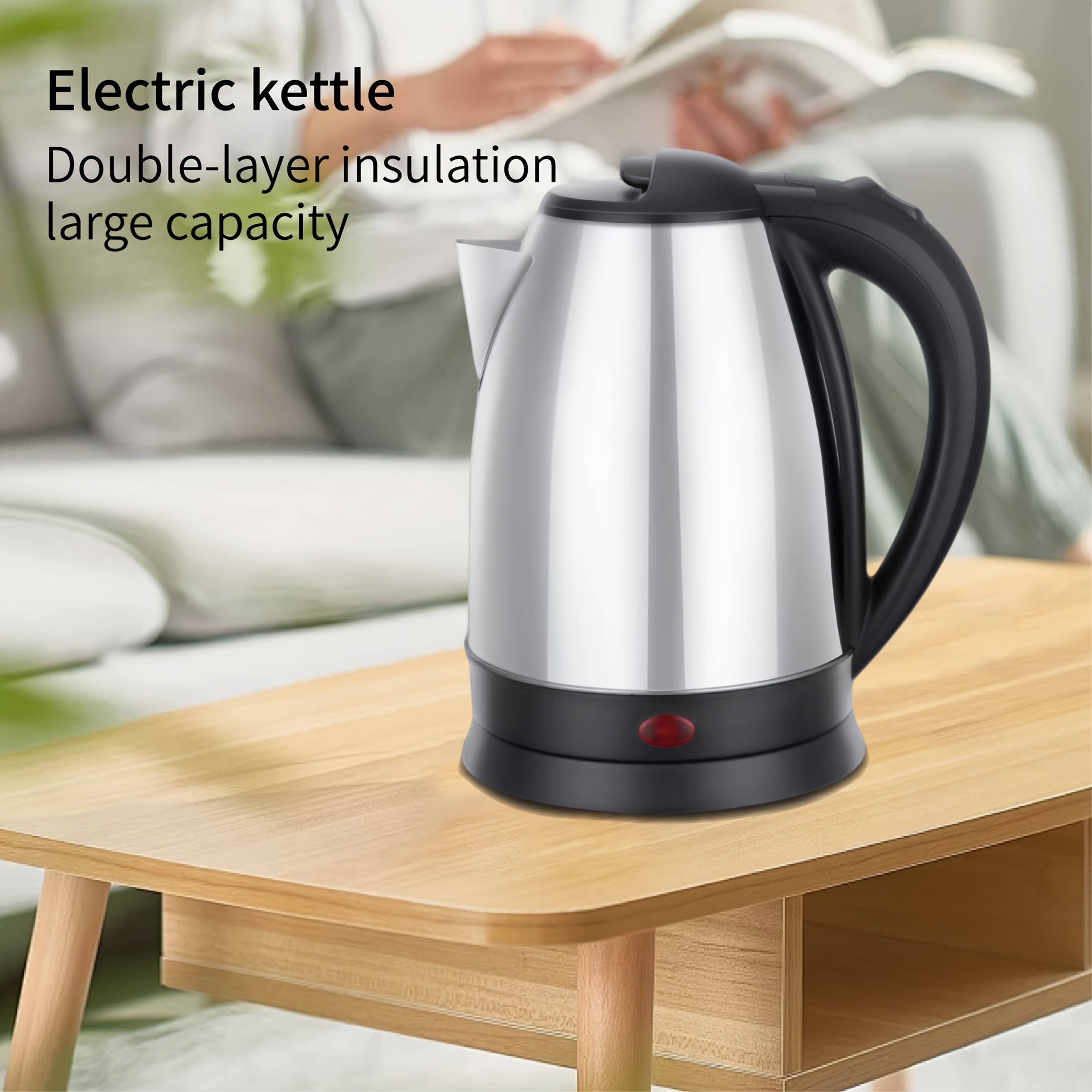 Электрочный чайник из нержавеющей стали 1.8Л 1500Вт Быстрое кипячение Автоматическое отключение Ручка