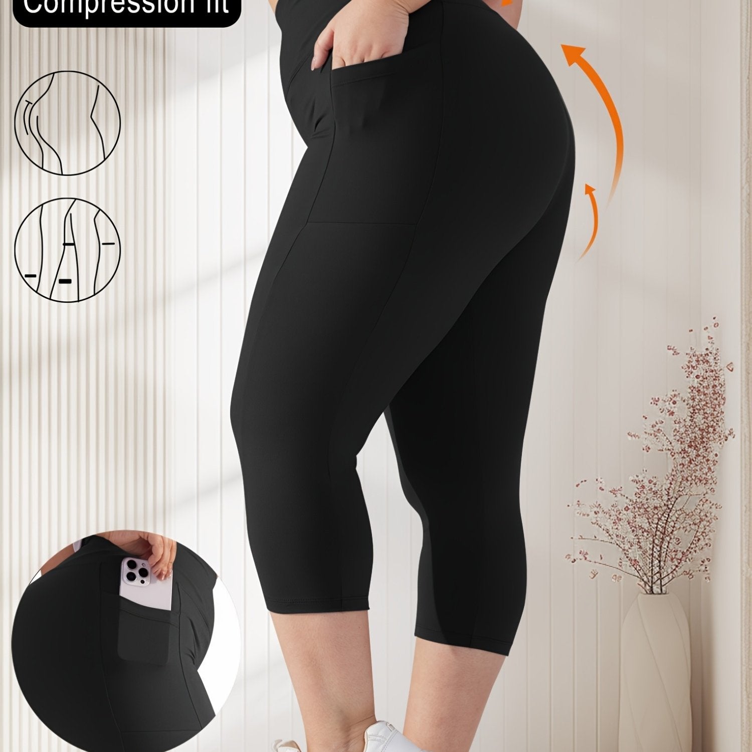 Plus Size Women's Skinny Capris Leggings Casual Crop Spring Summer