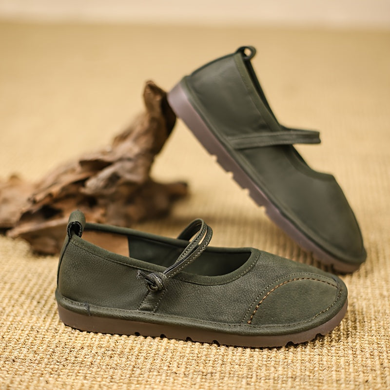 Women's Mary Jane Flats Faux Cover Upper Soft Sole Adjustable Buckle