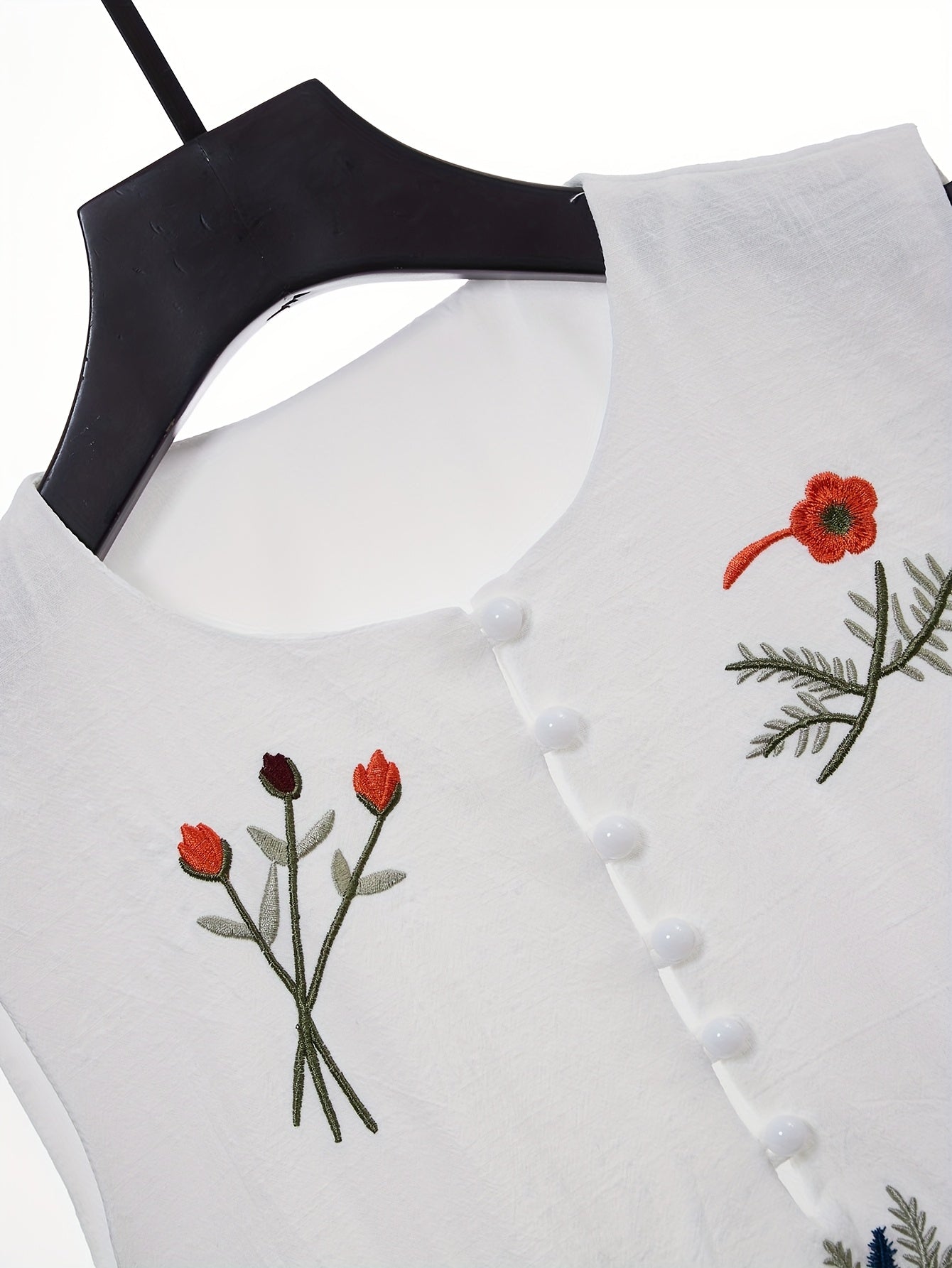 Pantalones de rayón casual con bordado para mujer, color sólido, primavera y otoño