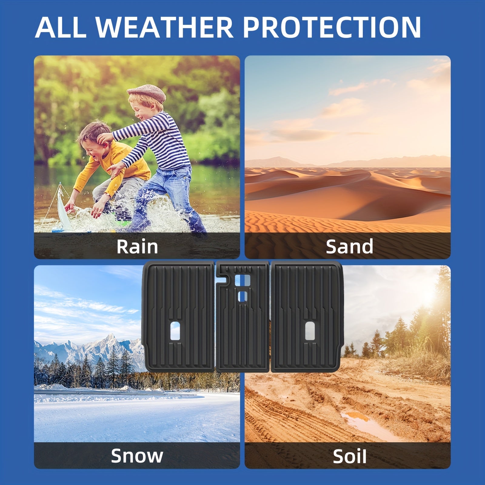 All-Weather Waterproof Seat Back Protector for Tesla Model Y Black Ribbed Cargo Liner