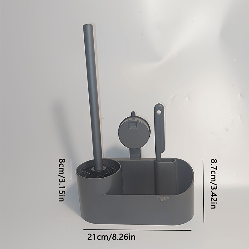 Держатель для туалетной щетки из алюминия с длинной ручкой - настенный держатель для уборки в ванной, универсальный дизайн для глубокой очистки, легко снимается и портативен.