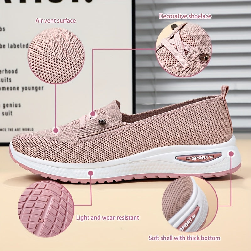 Women's Casual Mesh Slip-On Sneakers Blue Lightweight Comfort