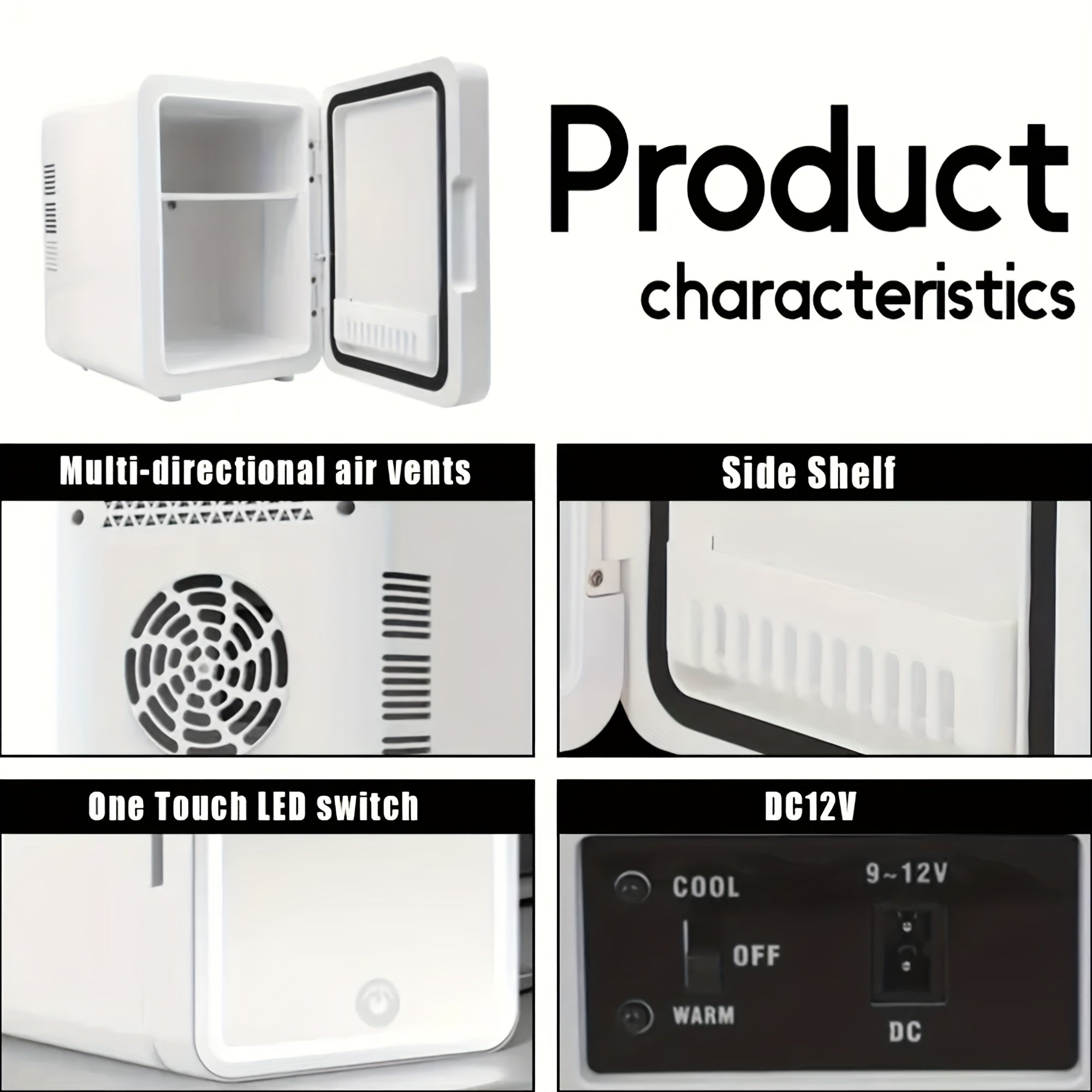 Mini Portable Fridge 4L with Mirror LED Display for Travel Home Office