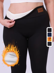 Leggings de cintura alta con forro de felpa para mujer, color negro, cálidos, elásticos, para clima frío