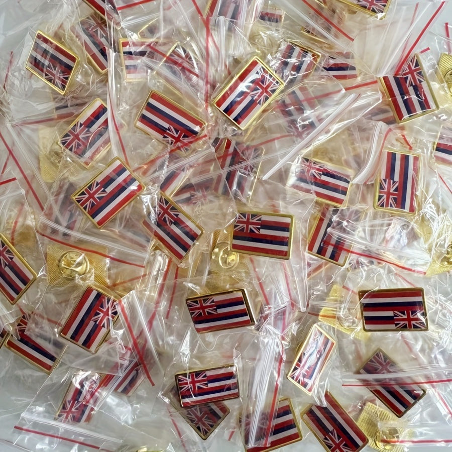 Set of 20 Vintage-Inspired Alloy Hawaii State Flag Square Lapel Pins