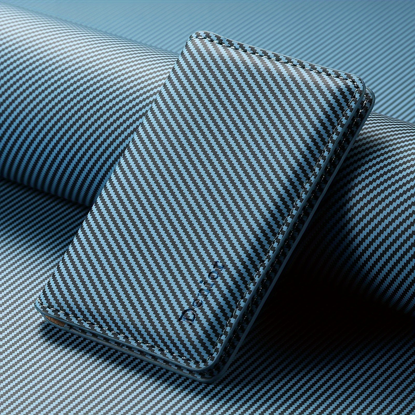 Carbon Fiber Bi-Fold Wallet Case for iPhone 12-16 with Magnetic Closure and Credit Card Slot