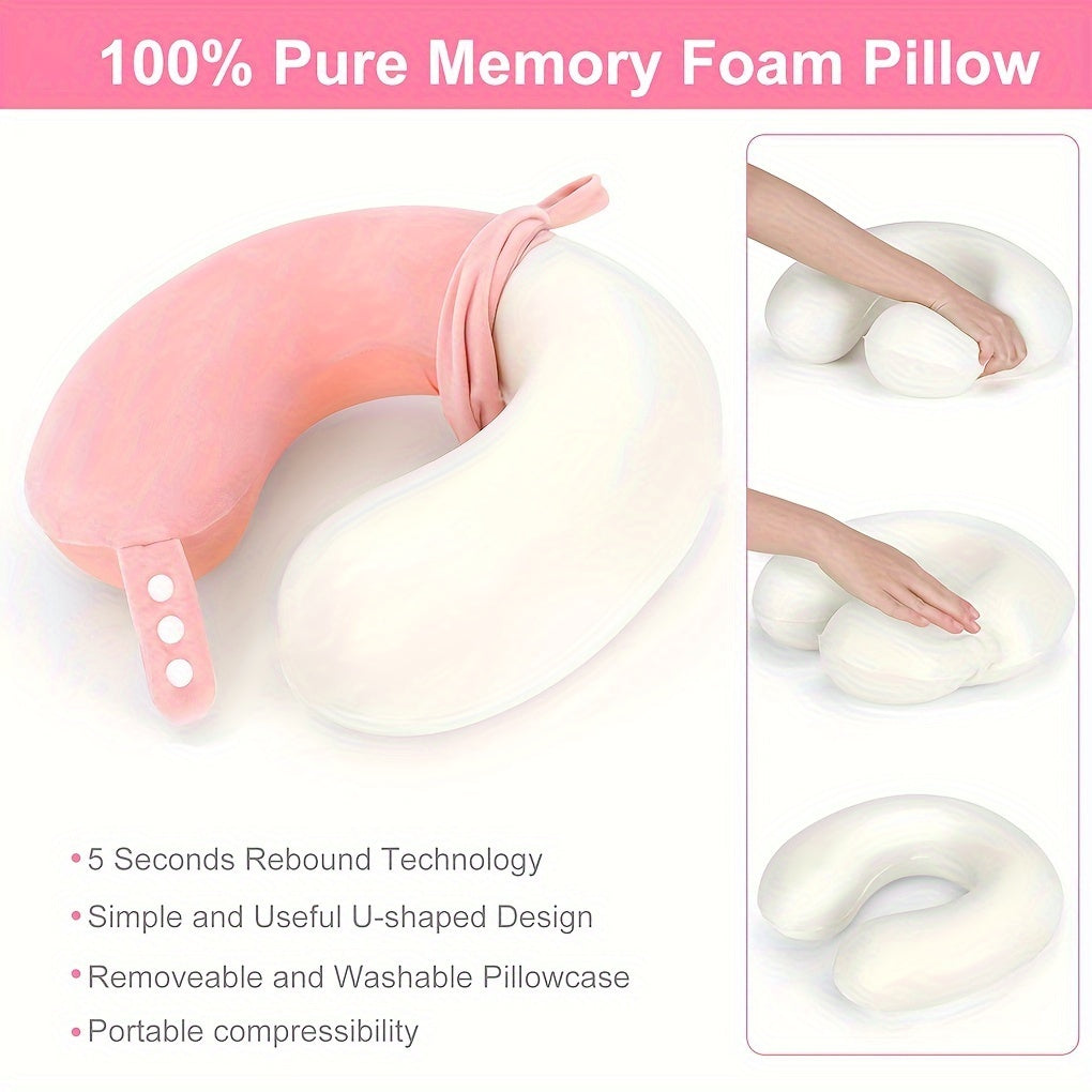 Memory Foam Travel Pillow U-Shaped Neck Support for Airplane Car Camping