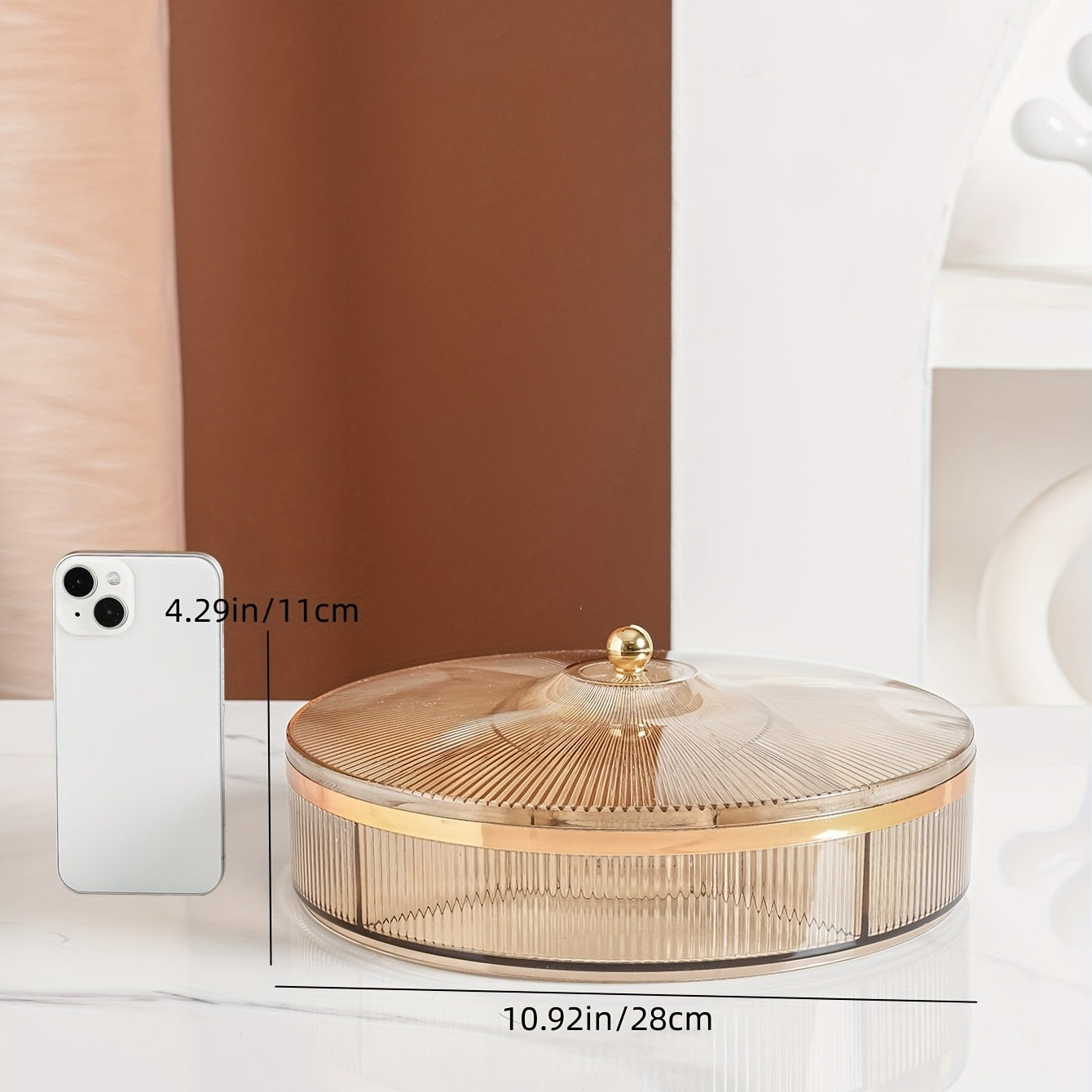 Servidor de caramelo Clear Amber Gray con tapa de 10.92in 28cm para fiestas, bodas y vacaciones