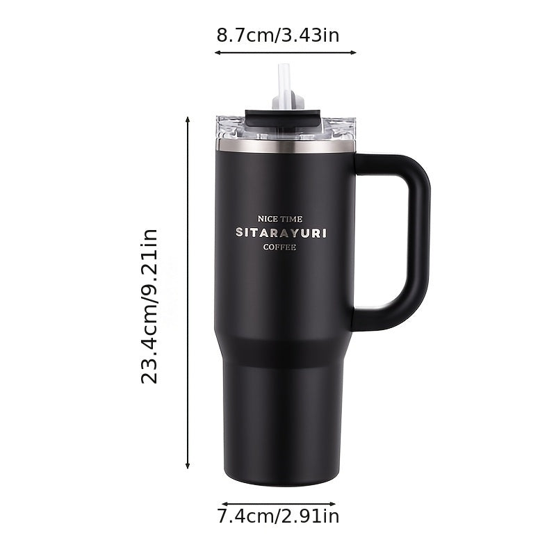 900ml Insulated Stainless Steel Tumbler with Straw Handle Leakproof Reusable for Outdoor Camping Sports