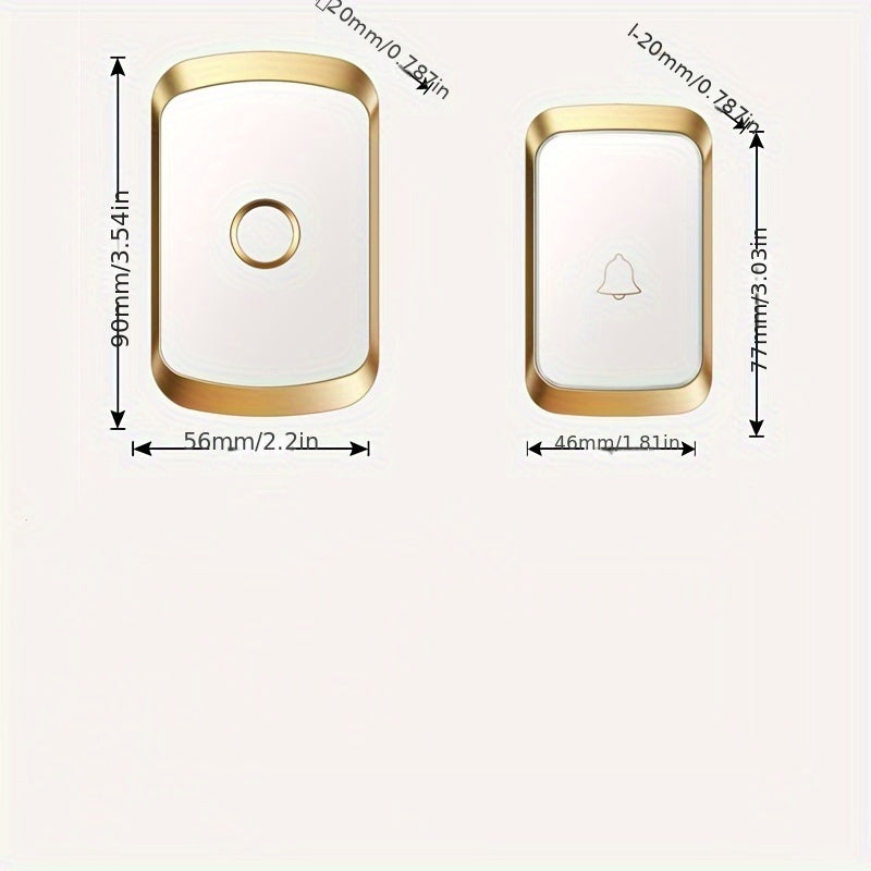 Wireless Doorbell Set with 60 Melodies LED Flashlight 300m Range EU Plug