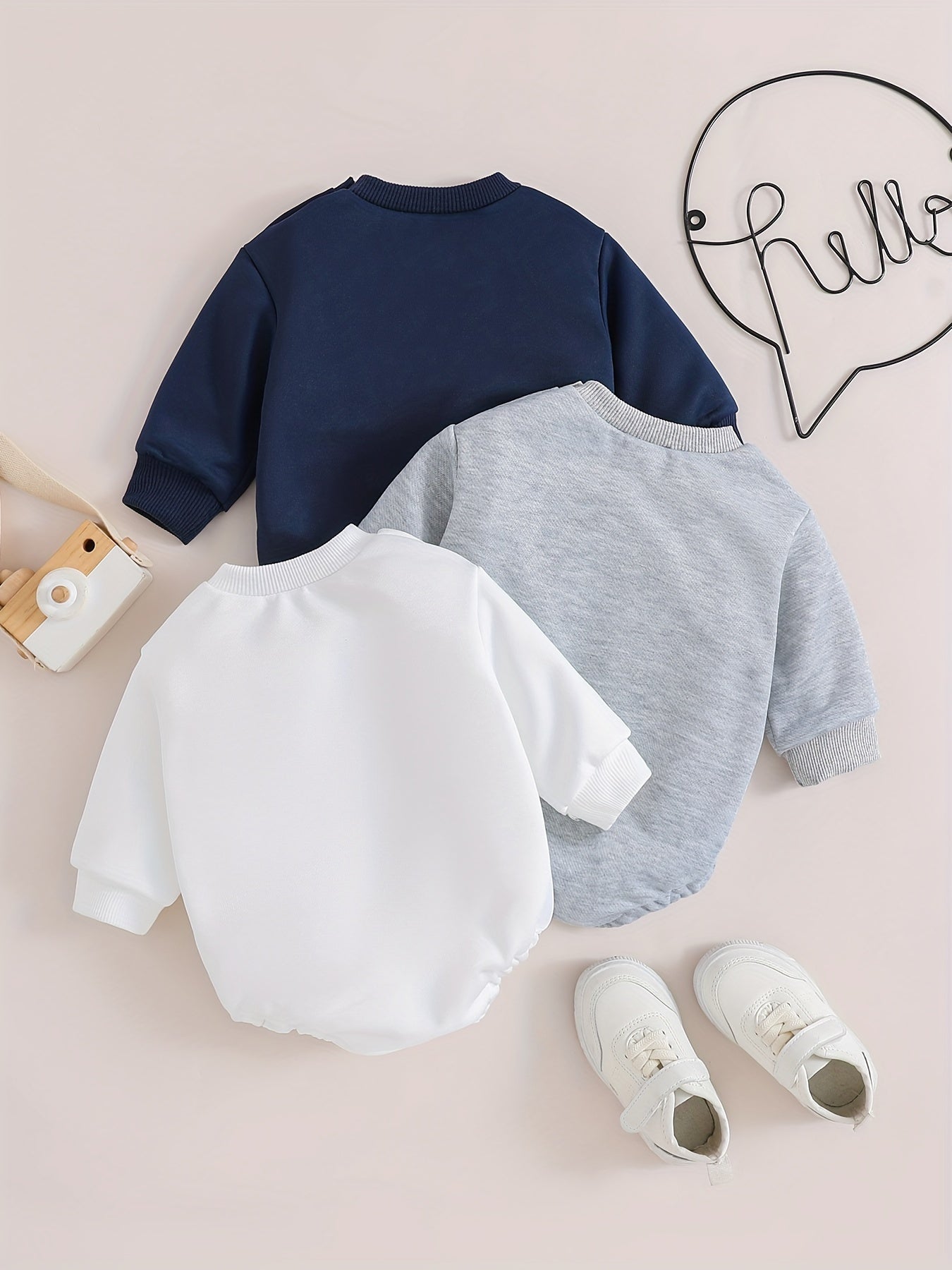 Baby Girl Romper Set 3 Pieces Floral Bow Princess Print Spring Fall Casual Long Sleeve