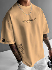 Men's Summer Boston City Slogan T-Shirt Casual Loose Fit Polyester Crew Neck