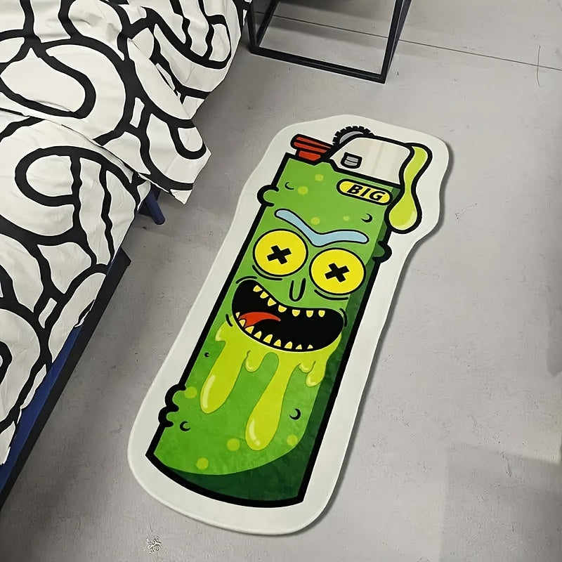 Cartoon Rug Sour Gherkin Green Non-Slip Water Resistant Floor Mat for Living Room Bedroom Kitchen