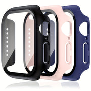 Tempered Glass Screen Protector Case for iWatch Series 4 5 6 7 8 9 10 SE 40mm 44mm 45mm 46mm Hard PC Bumper Scratch Resistant