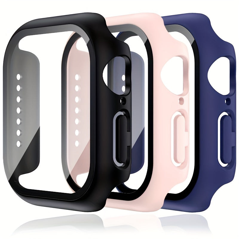 Tempered Glass Screen Protector Case for iWatch Series 4 5 6 7 8 9 10 SE 40mm 44mm 45mm 46mm Hard PC Bumper Scratch Resistant