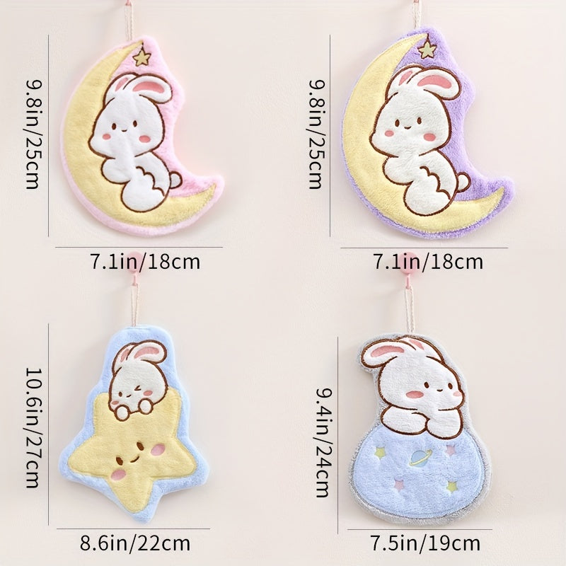 Cartoon Rabbit Fingertip Towel Absorbent Quick-Dry Polyester for Kitchen Bathroom Vanity