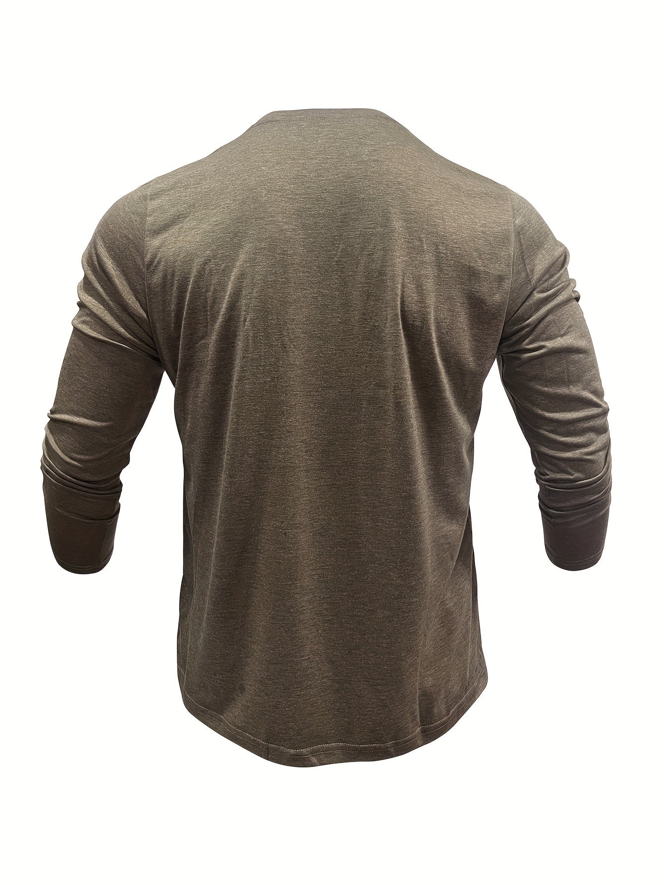 Men's Olive Green Henley Shirt Big & Tall Casual Long Sleeve Stretch