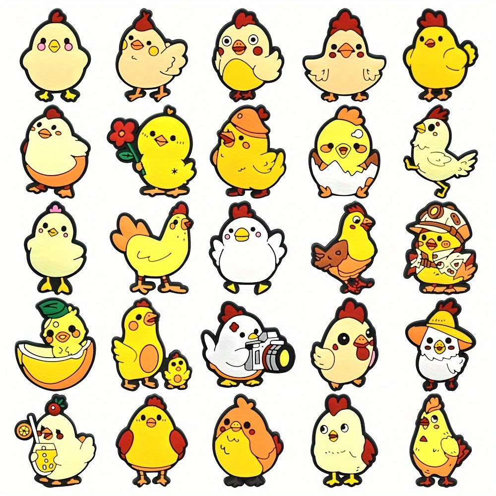 Kids Plastic Chicken Shoe Charms, 23Pcs, Holiday Drink Flower Decorations