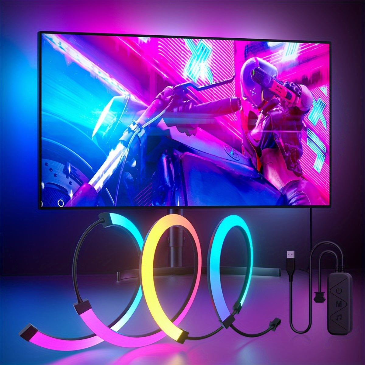 24/27 Inch Ambilight RGB LED Strip Light for Computer Screen Atmosphere Decoration