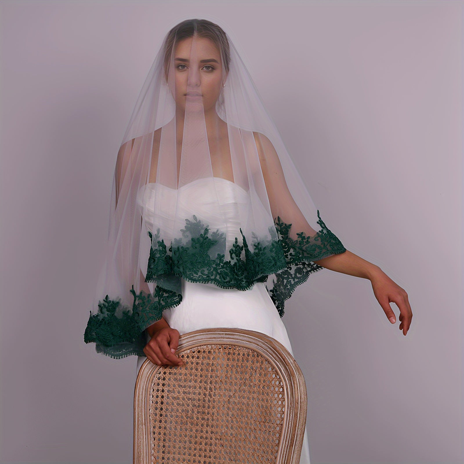 Women's Lace Bridal Veil Single Layer Elegant Wedding Accessory