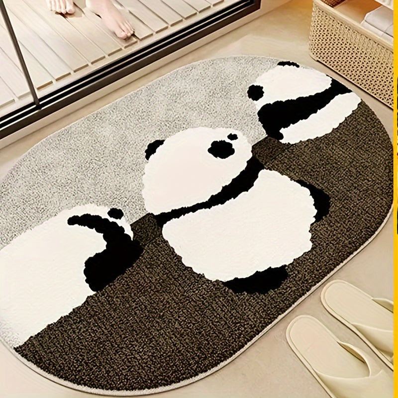 Cartoon Panda Bathroom Mat Soft Absorbent Hand Washable Home Decor
