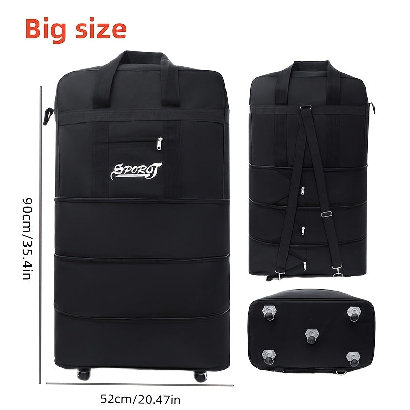 Katta hajmli yig‘iladigan sayohat sumkasi, suv o'tkazmaydigan Oxford sport sumkasi, aylanadigan g‘ildiraklar bilan