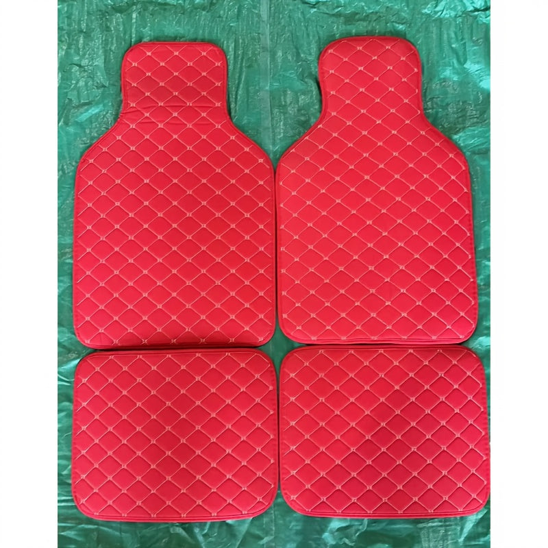 Universal Faux Leather Car Floor Mats Set of 4 Scratch Resistant Non Slip