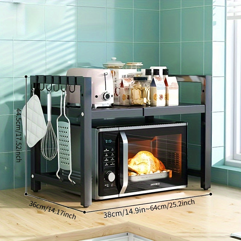 Moslashuvchan dizaynga ega oshxona burchak polki va joyni tejovchi stol usti mikroto'lqinli pech uchun rack, mustahkam 304 zanglamaydigan po'latdan tayyorlangan. 6 ta osma uchun g'ishtlar va oson vertikal o'rnatish bilan ta'minlangan