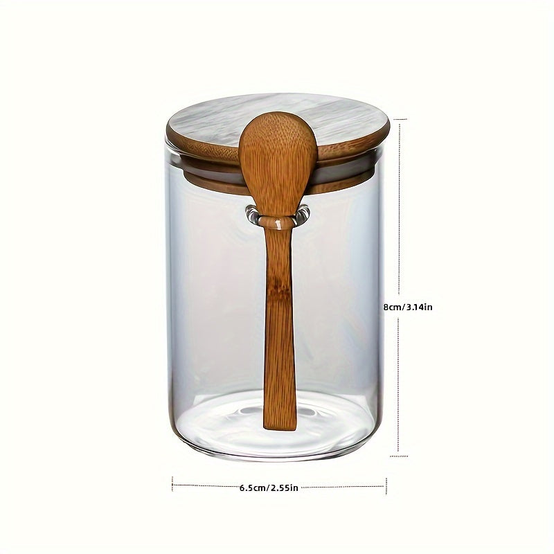 Glass Airtight Jars with Bamboo Lids and Wooden Spoons for Food Storage