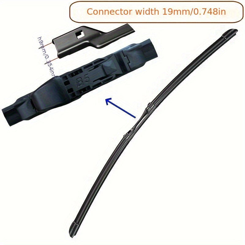 Universal Silicone Windshield Wiper Blades 19mm Connector 14-28 Inch Quick-Release