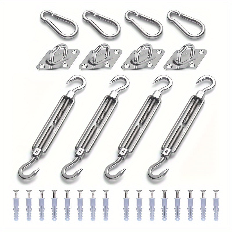 44-Piece Stainless Steel Hardware Kit for Outdoor Sun Shade Sail Installation