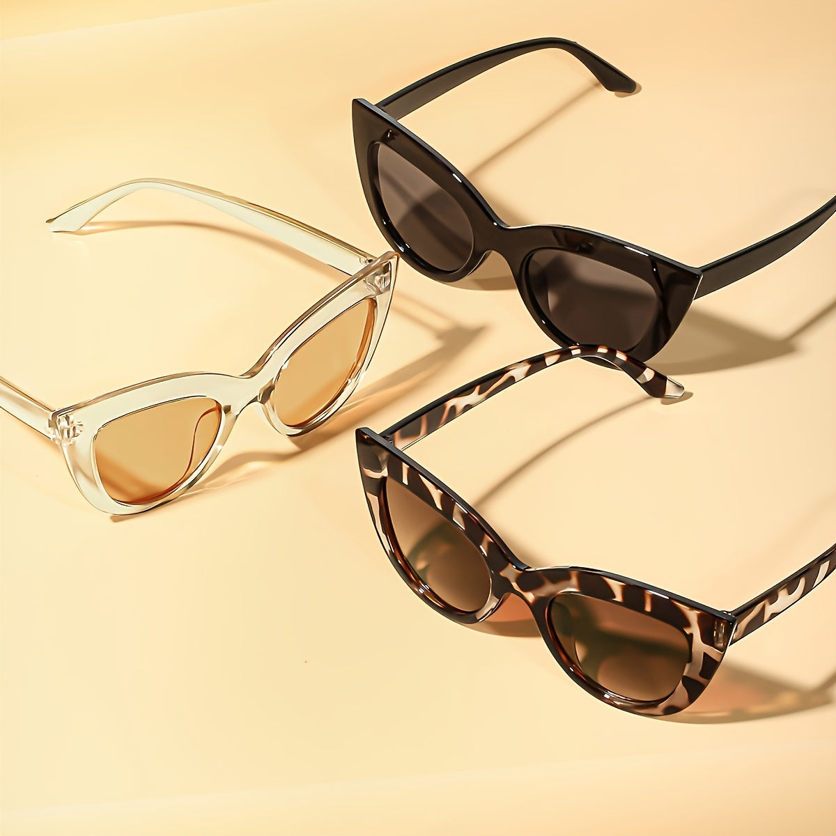 Juego de 3 gafas de mujer con forma de ojo de gato y montura decorativa