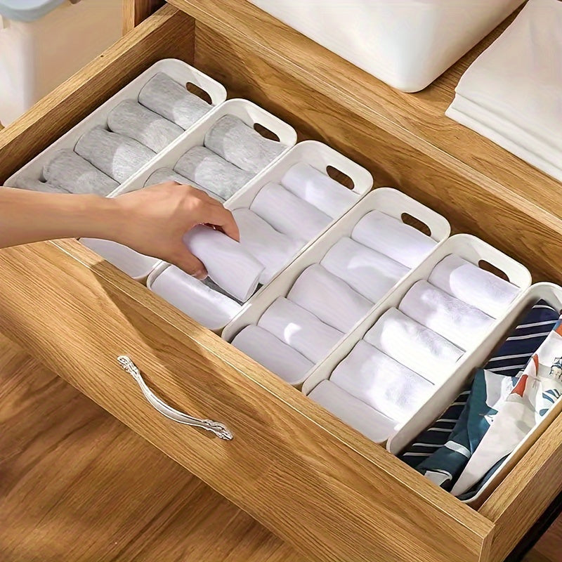 Set of 5 Plastic Storage Bins with Handles for Home Office Wardrobe Organization