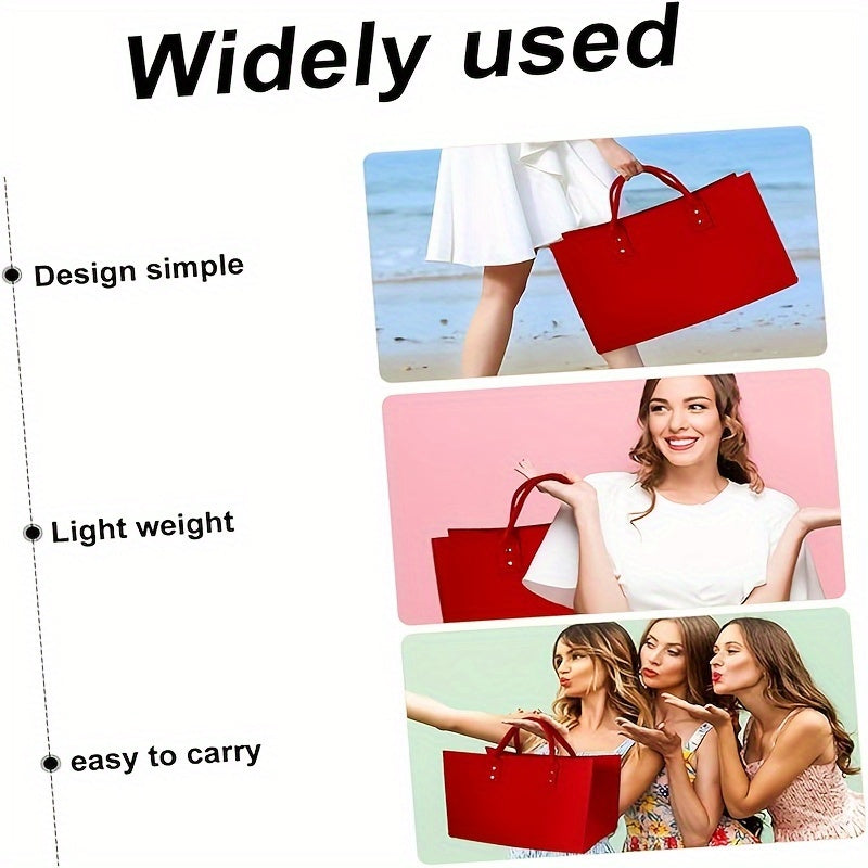 Red Felt Firewood Storage Bag Wall-Mounted Firewood Carrier for Home Fireplace